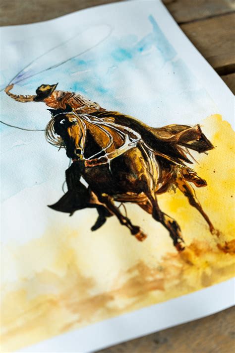 Cowboy Watercolor Cowboy Art Cowboy Print Cowboy Painting Etsy 日本