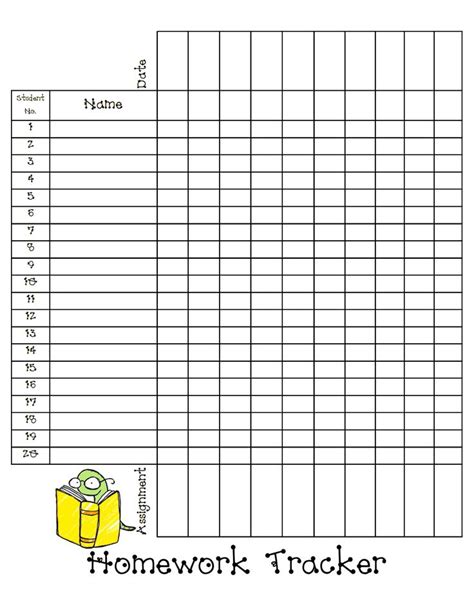 Homework Tracker Sheet Blogpdf Back To School Pinterest Homework
