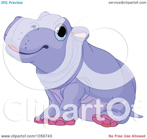 Royalty Free Vector Clip Art Illustration Of A Cute Baby Male Hippo By