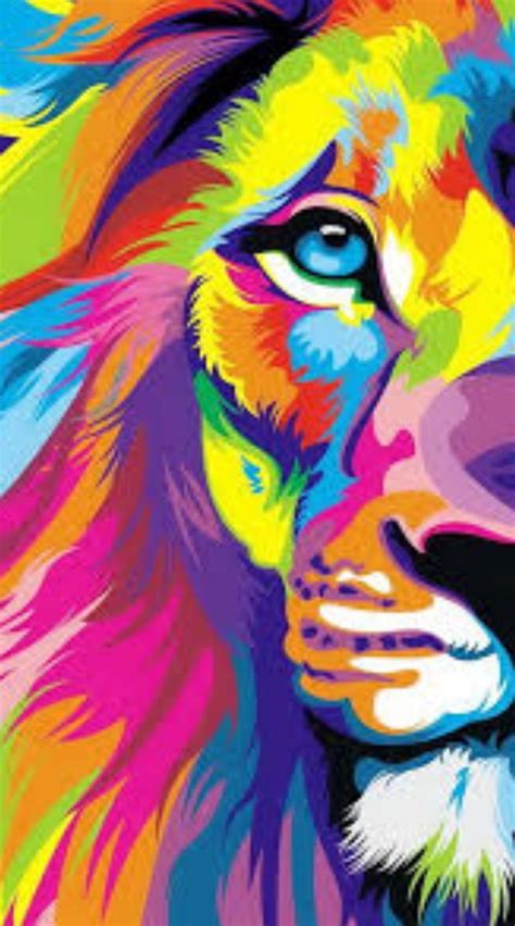 Abstract Animals Lion Painting Lion Art Colorful Lion