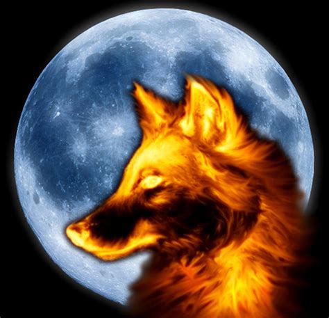Fire Wolf With Blue Moon By Ollylove On Deviantart