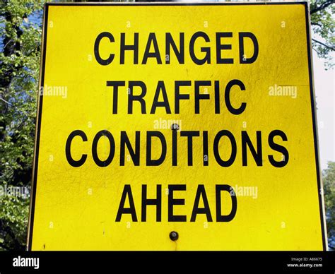 Changed Traffic Conditions Ahead Road Sign Stock Photo Alamy