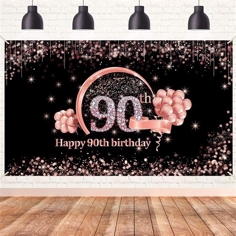 90th Birthday Banner Decorations Backdrop For Women Extra Etsy