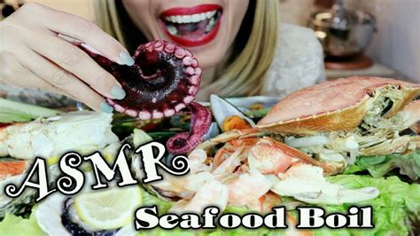 Asmr Seafood Boil King Crab Octopus Shrimp Mussel Oyster Eating Sounds