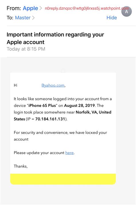 Fraudulent Apple Email Scam 2019 Apple Community