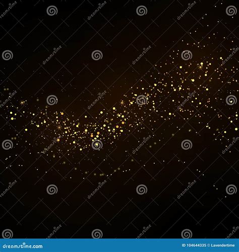 Gold Glitter Powder Splash Vector Background Golden Scattered Stock