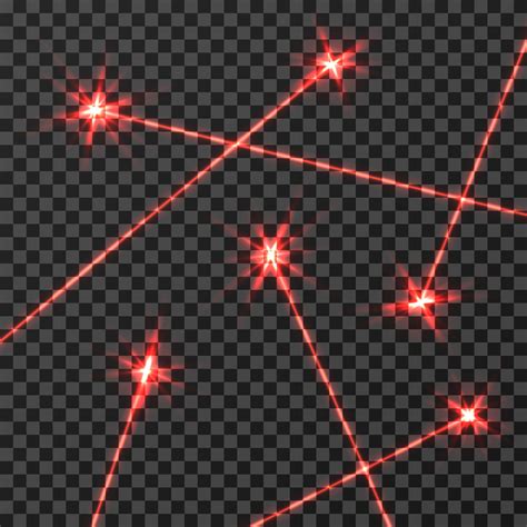 Red Laser Beams Vector Light Effect Isolated On Transparent Checkered