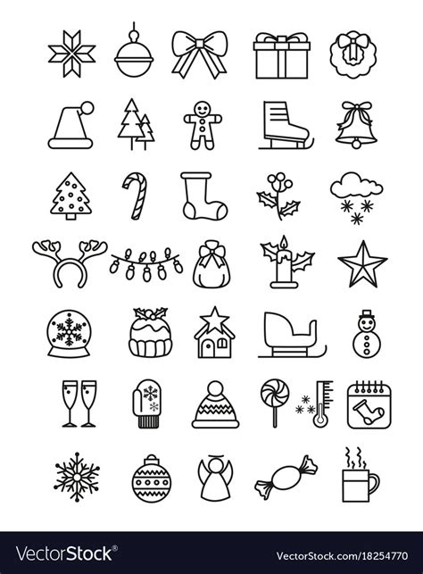 Simple Set Christmas Icons Royalty Free Vector Image
