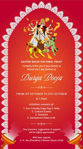Creative Durga Puja Invitation Card For Whatsapp Happy Invites