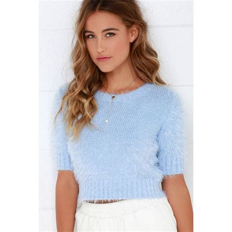 Glamorous Fluff Love Fuzzy Light Blue Crop Top 49 Liked On Polyvore