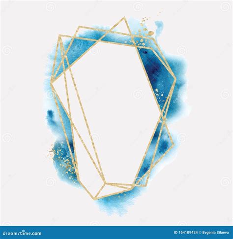 Polygonal Frame Gold Glitter Triangles Geometric Shapes Diamond