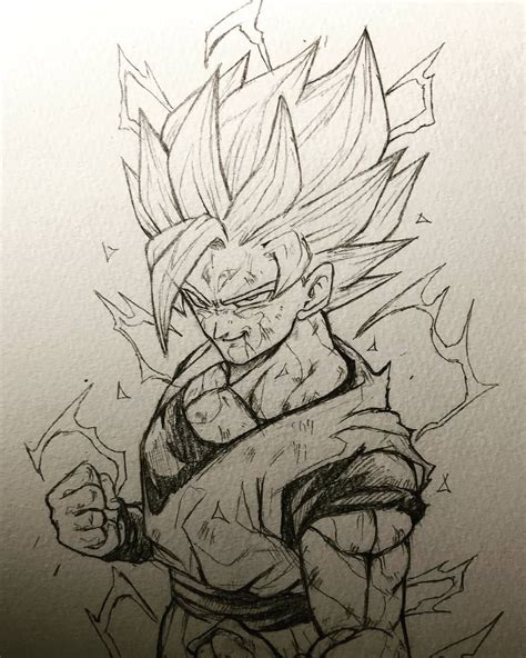 Dragon ball z drawings in pencil. Dragon Ball (Z/Gt/Kai/Super) on Instagram: "Goku Ssj2 Pencil Sketch Art 🔥 Pure Badass Follow me🔥 ...
