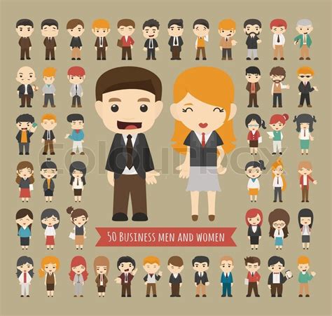 Set Of 50 Business Men And Women Stock Vector Colourbox