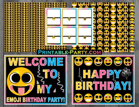 Printable Emoji Birthday Party Decorations Emoji Party Supplies Emoticon