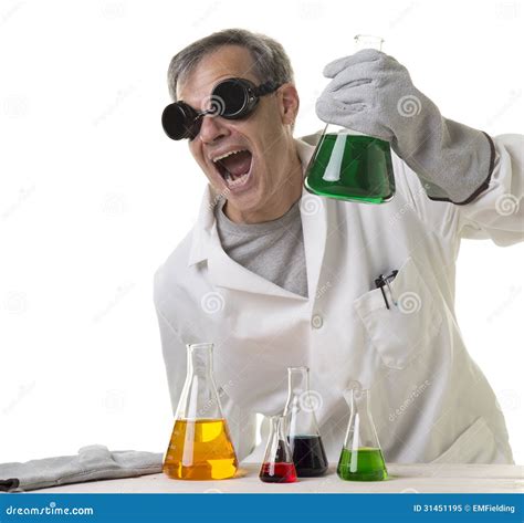 Crazy Mad Scientist With Discovery Royalty Free Stock Photo Image