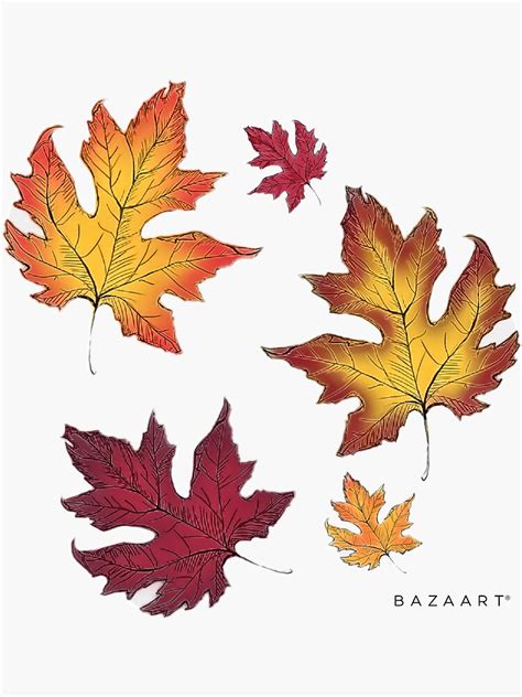 Fall Leaf Sticker Pack Of 4 Sticker For Sale By Theautumninspo