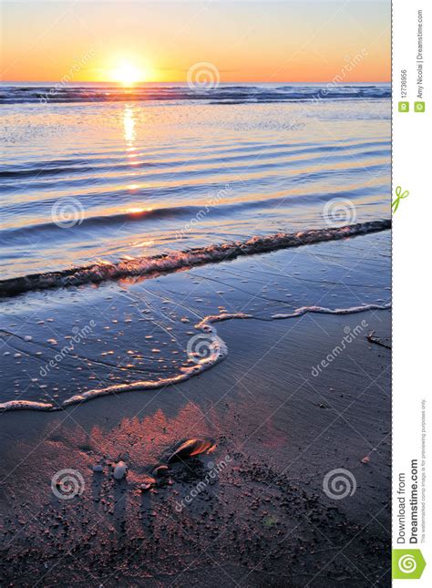 Calm Sea Or Ocean And Colorful Sunset Or Sunrise Sky Background