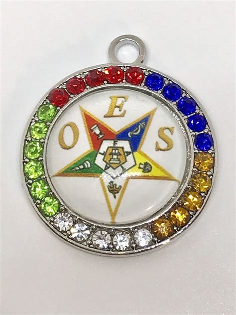 1 Round Oes Order Of The Eastern Star Charm Pendant Silver Tone