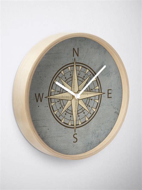 Gray Compass Clock For Sale By Eybdesign Redbubble