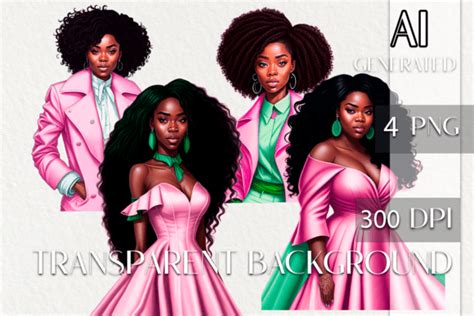 Sorority Women Clipart Pink And Green Gráfico Por Queen´s Colours
