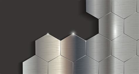 Silver Metallic Background Geometric Hexagon Metal Silver Hexagon