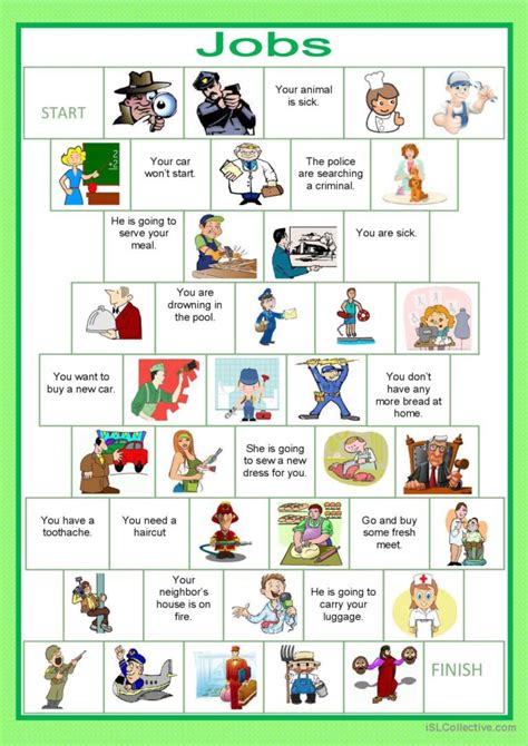 Jobs And Occupations Printable Esl Board Games English Games For Kids