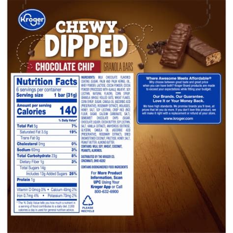 Kroger® Chewy Dipped Chocolate Chip Granola Bars 6 Ct 108 Oz Kroger