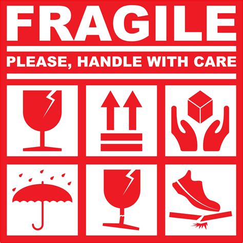 Printable Fragile Please Handle With Care White Red Color 3015754
