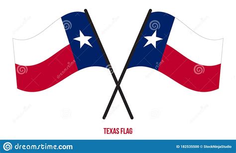 Two Crossed Waving Texas Flag On Isolated White Background Stock Vector