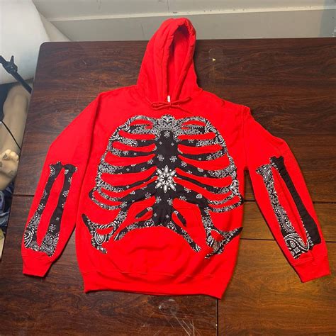 Custom Red And Black Skeleton Hoodie Grailed
