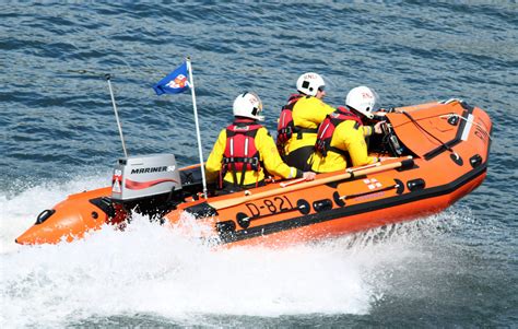 Troon Rnli Inshore Lifeboat Launches To A Person In The Water At Irvine