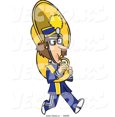 Vector Of A Cartoon Female Tuba Player Marching By Toonaday 43230
