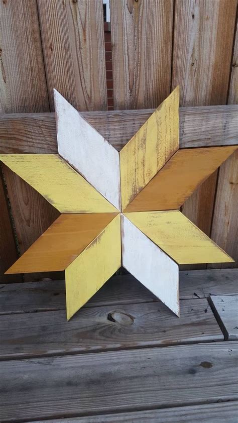 Rustic Wooden Star Barn Quilt Star Barn Star 8 Point Yellow And White