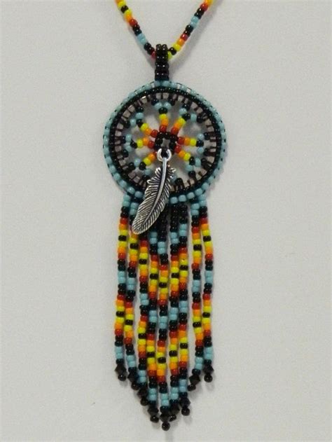 Native American Inspired Dream Catcher Beaded Necklace Andor Etsy