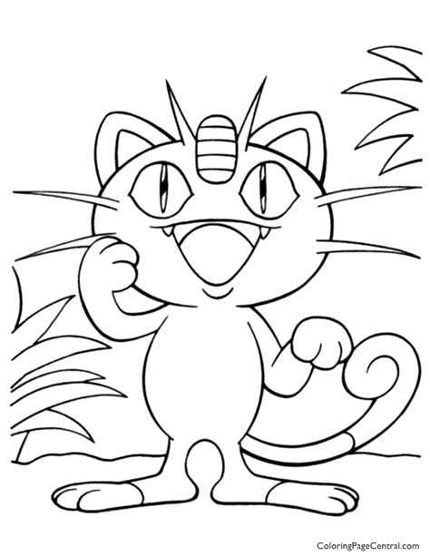 Pokemon coloring page archives · page 5 of 37 · windingpathsart.com. Pokemon - Meowth Coloring Page 01 | Coloring Page Central