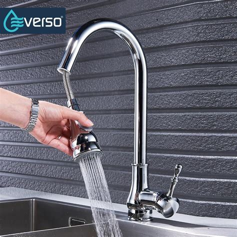 Everso Brass 360 Swivel Kitchen Faucet Pull Out Sink Mixer Tap Black