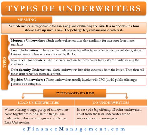 Types Of Underwriters Brief Role Of Each Of Them Efinancemanagement