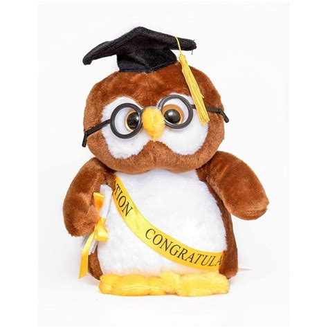 10 Brown Owl Graduation Commencement Plush With Cap And Diploma In