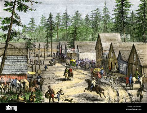 New Settlers In A Frontier Town In The Pacific Northwest 1800s Stock