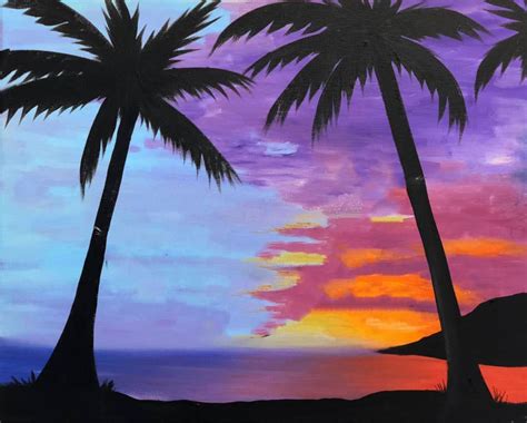 Easy Beach Sunset Coconut Tree Sunset Painting 27 Stunning Beach
