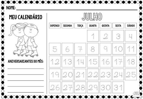 Calendário Da Turma Julho Novo Modelo Calendário Calendário