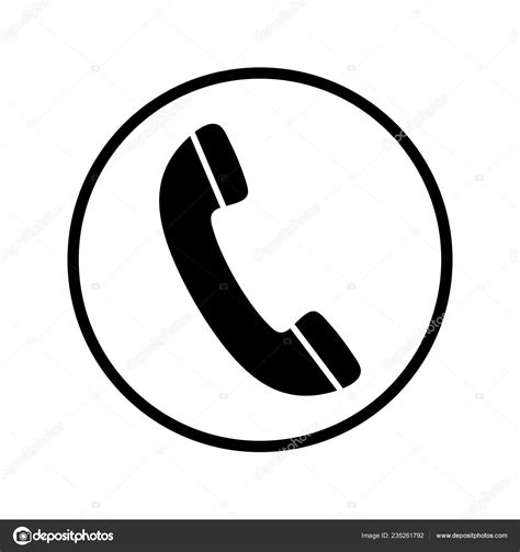 Phone Icon Black White Telephone Symbol Vector Illustration Stock