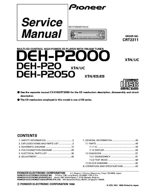 Please read through these operating instructions so you. Pioneer Deh P2900mp Wiring Diagram