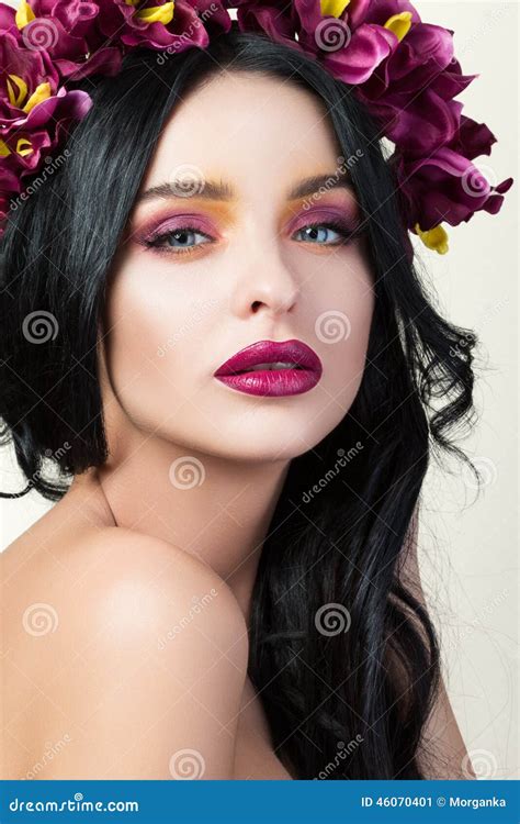 Beauty Portrait Of Young Pretty Brunette Girl Stock Image Image Of