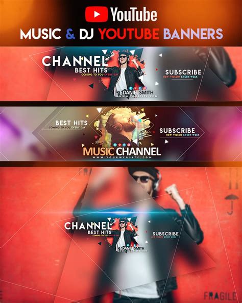 Youtube Dj And Music Banners Youtube Banner Design Youtube Banners