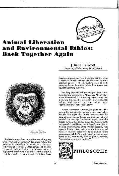 Pdf Animal Liberation And Environmental Ethics Back Together Again