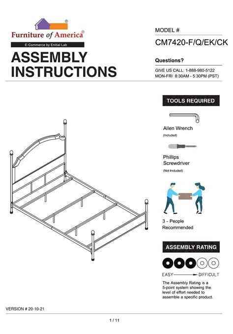 Furniture Of America Sinead Cm7420 Ek Assembly Instructions Manual Pdf