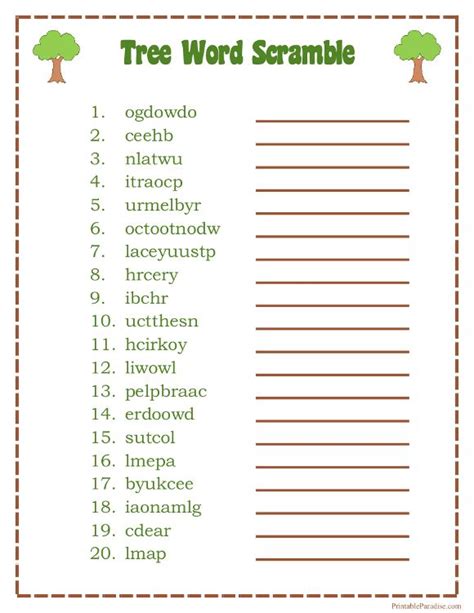 Scramble Words List