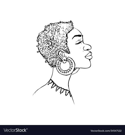 African American Woman Silhouette Profile In Black