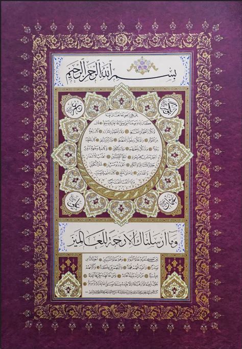 Classic Hafiz Osman Hilya Calligraphy Panel In Jali Thuluth And Naskh